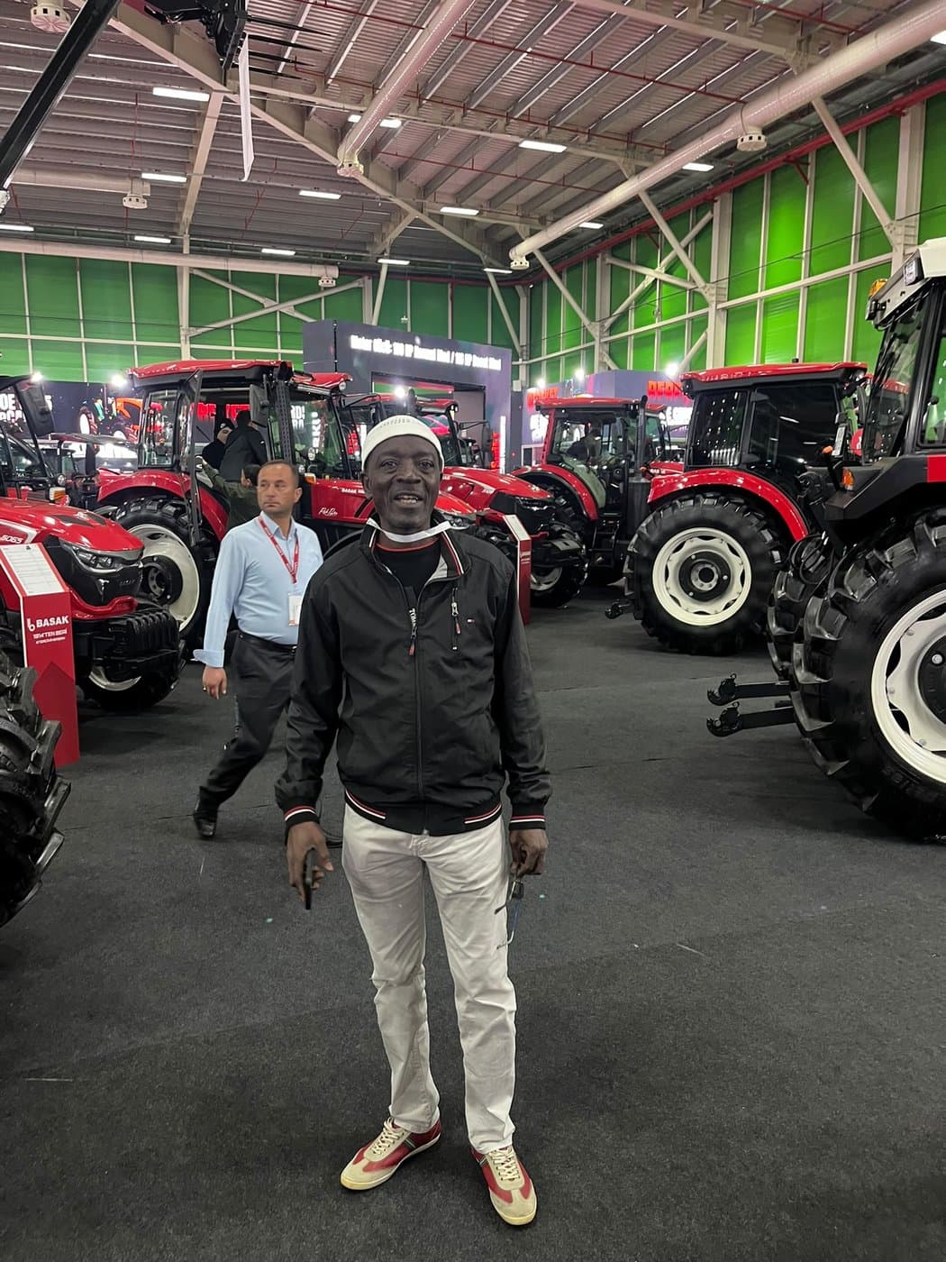 Touring tractors on display at an international exhibition hall