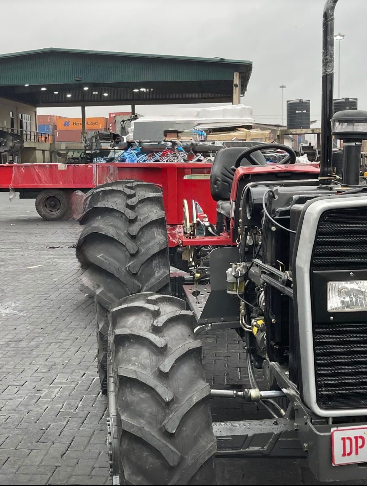 Tractor and trailer prepared for delivery at the port