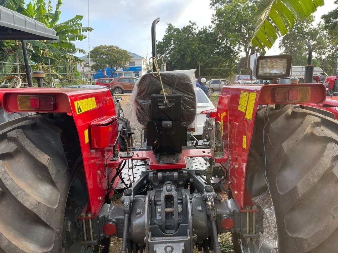 Rear view of Massey Ferguson 385 tractors showing the hitch and work light